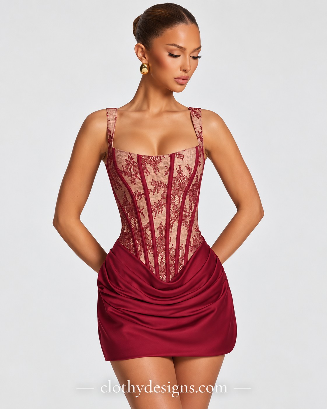 Lace Patchwork Corset Mini Dress – Ruched Sleeveless Bodycon Party & Summer Dress